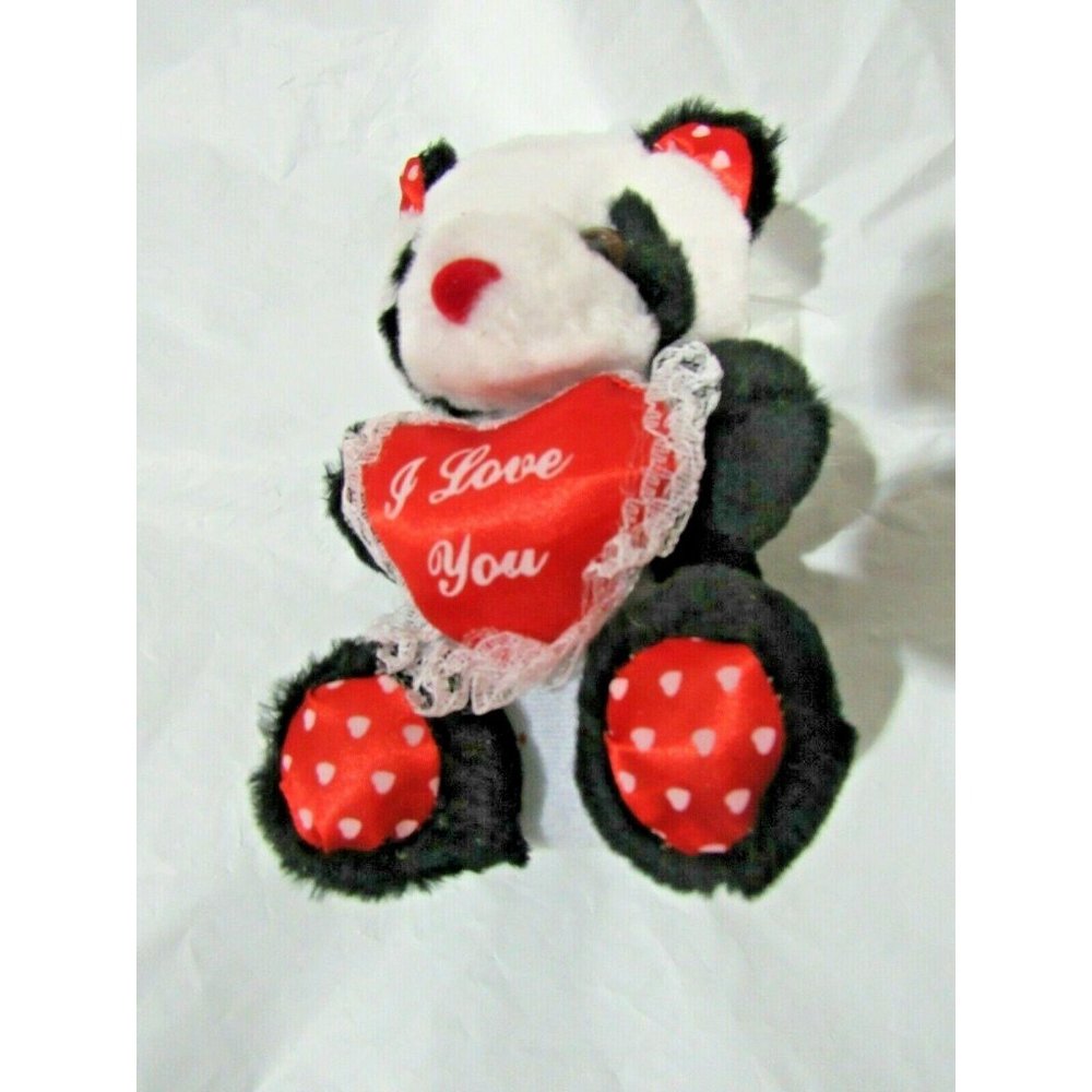 White n Black Valentine's Day Bear Holding Heart